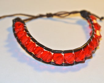 Items similar to Cosmic Circle Swarovski Crystal Leather Bracelet on Etsy