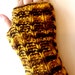 Fingerless gloves, Hand Knit mitts, mittens, wrist warmers in yellow, brown shaded colors - Hand knitted colorful Mittens