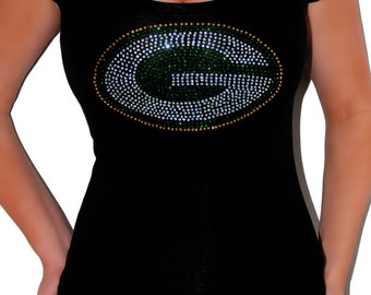 T-shirt Green Bay Packers NFL, Unisex, Bella Canvas, Nera, Manica Lunga O Corta, Girocollo O V, Taglie Sm-4X