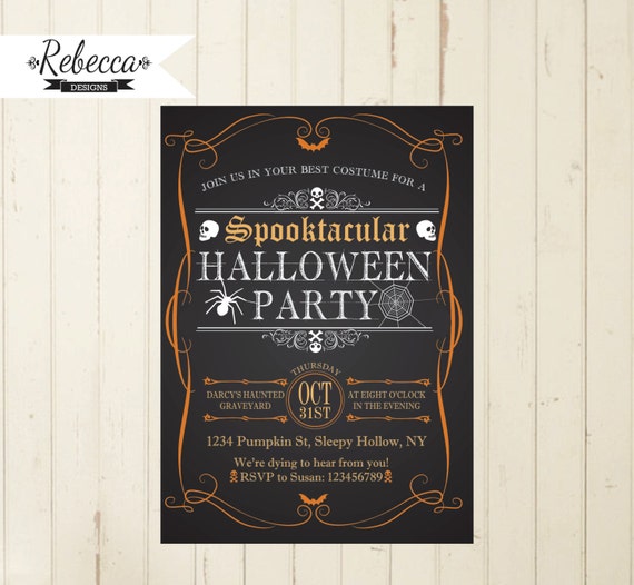 Halloween Chalkboard Printable Invitation