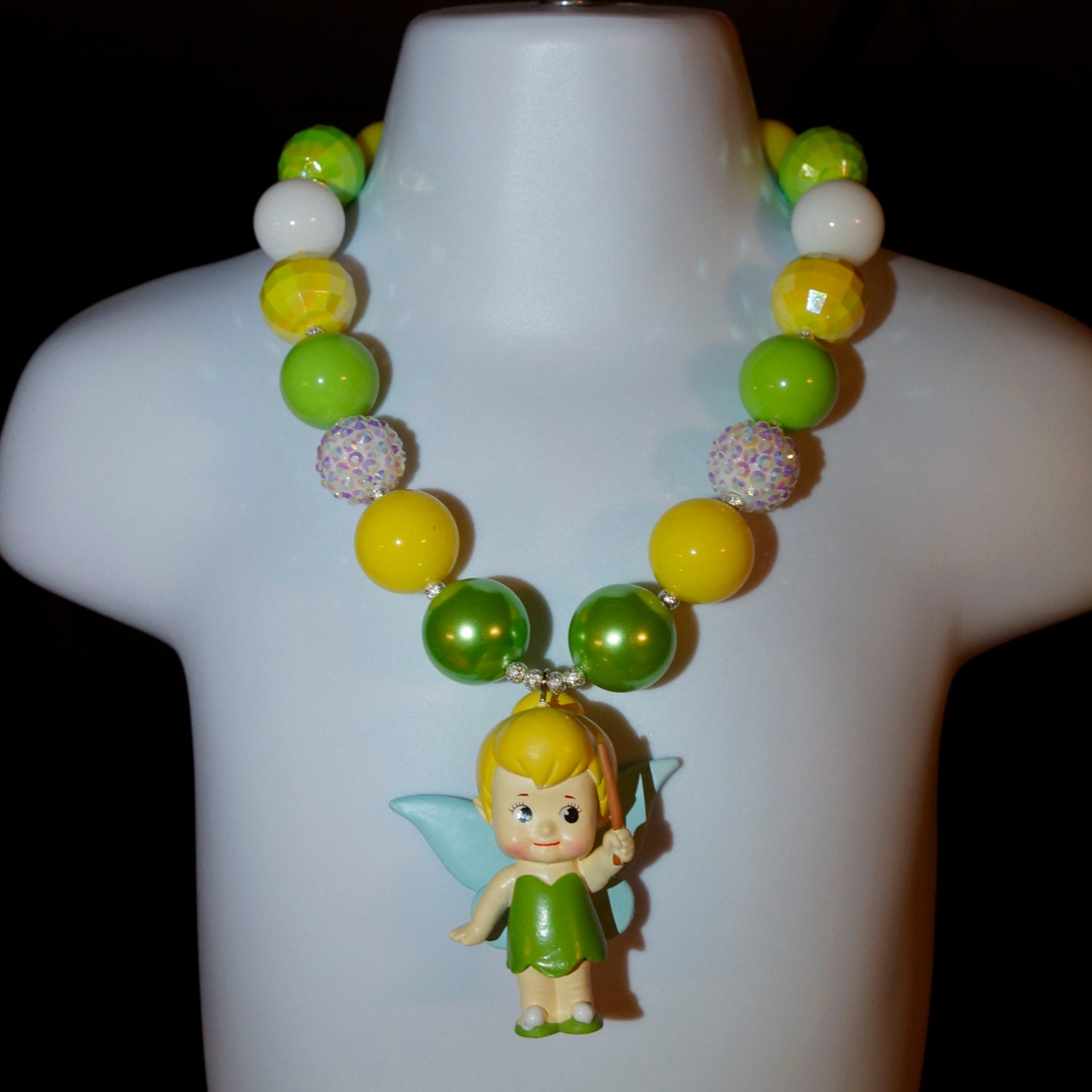 Tinkerbell Chunky Bead Necklace by natashalynnbowtique on Etsy