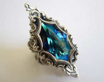 Brienne - Swarovski ring - Filigree ring - Fantasy jewelry - Bridal Jewelry - Art nouveau jewelry - Game of Thrones Jewelry - Arya Stark