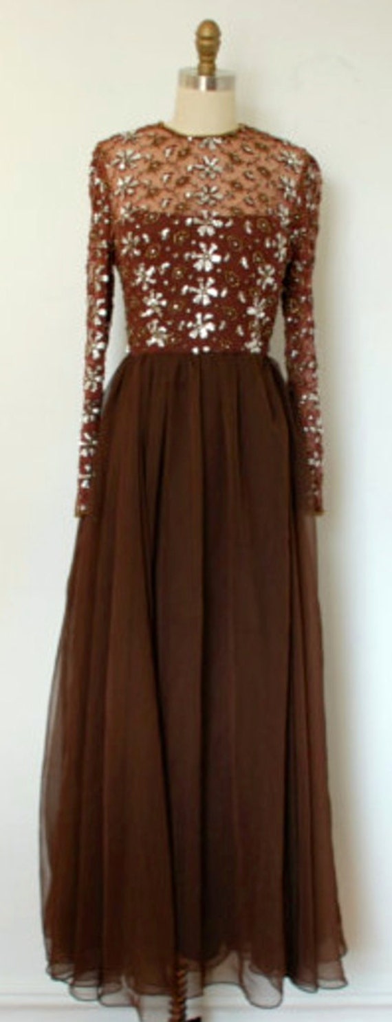 Vintage 1960s beaded maxi evening gown by LamourVintageDesigns