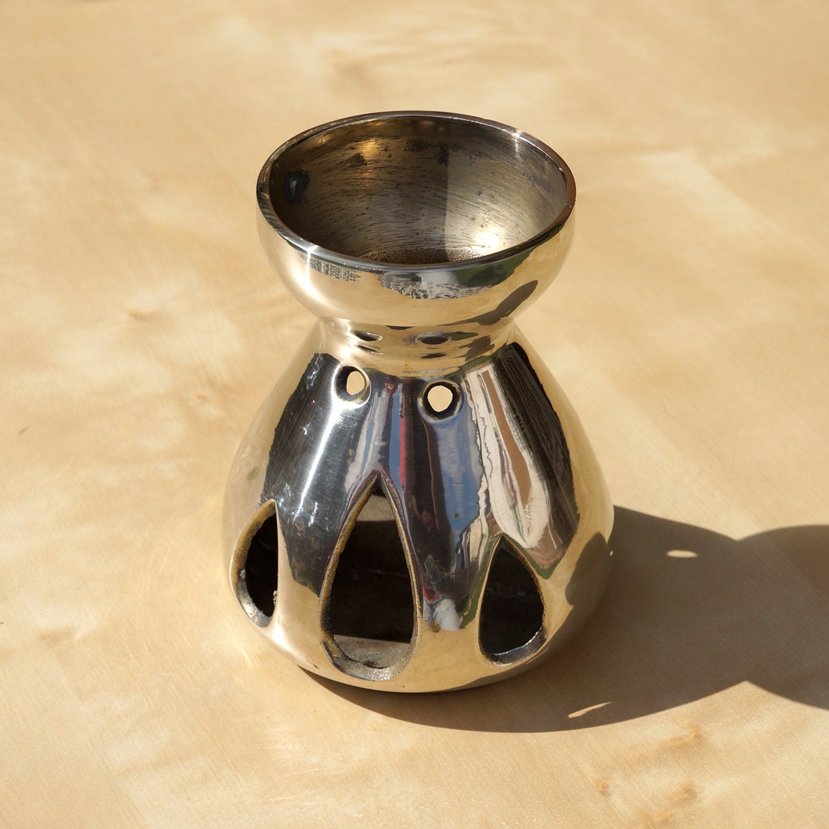 Vintage candle holder solid brass oil burner