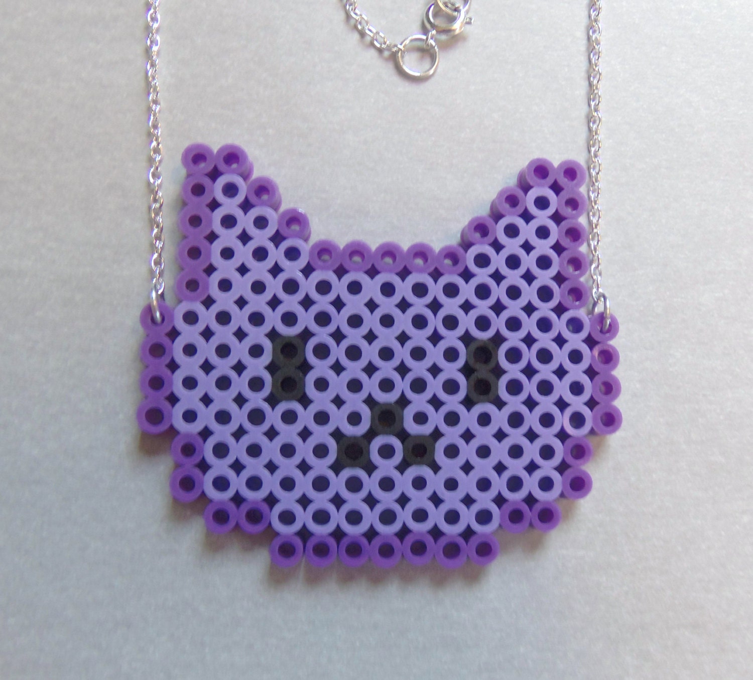 8bit Kitty Perler bead necklace by BitKitties on Etsy