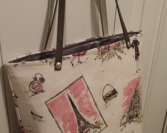 Items similar to Upcycled jean an upholstery fabric tote bag on Etsy