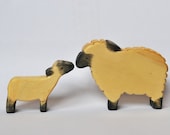 MOM SHEEP and baby LAMB farm set / Handmade wooden toy, waldorf inspired