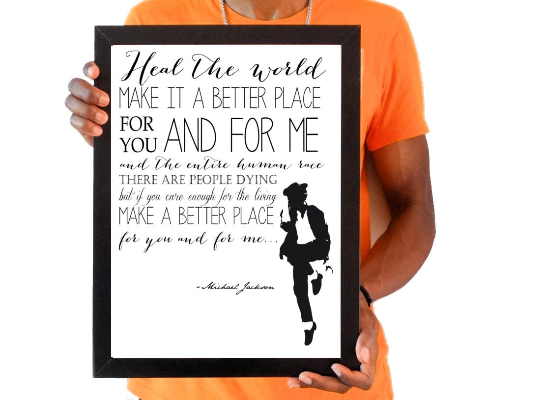 Michael Jackson heal the world printable quote poster 8X10