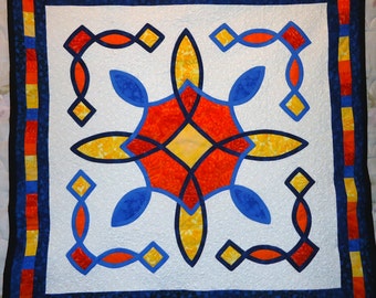 SALE!!! Celtic Stained Glass Quilt Art Quilted Wall Hanging