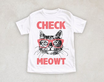 Kids Shirt - Cat Shirt - Children's Clothing - Check Meowt - Soft Shirt ...