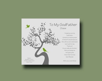 GODFATHER gift - Personalized gift for Godparents - Gift from Godchild - Personalized Godfather Print - Godfather Keepsake TREE