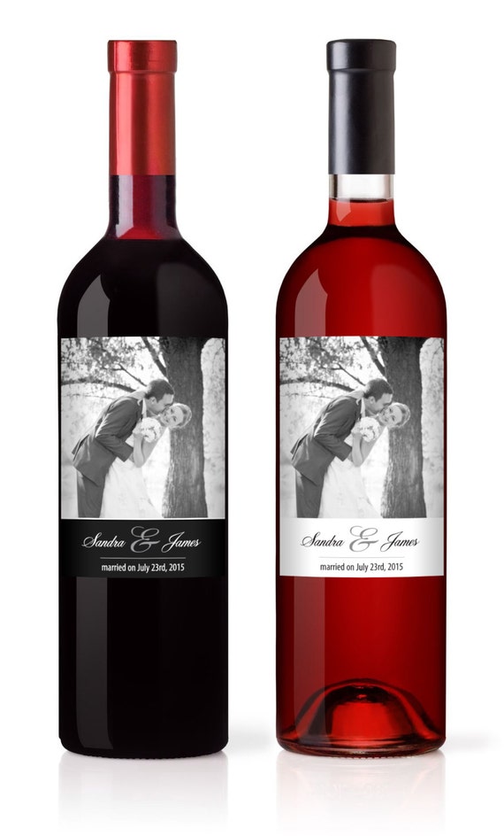 Custom Photo Wine Labels for Weddings - set of 6 labels