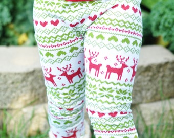 Baby Toddler Christmas Leggings Reinder pants Red and green