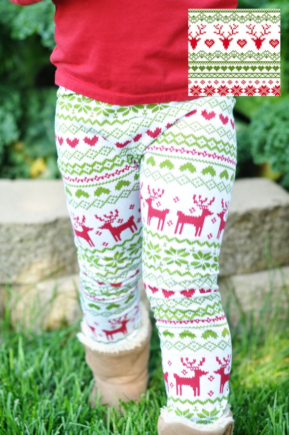 Baby Toddler Girl's Leggings Christmas Reindeer Print