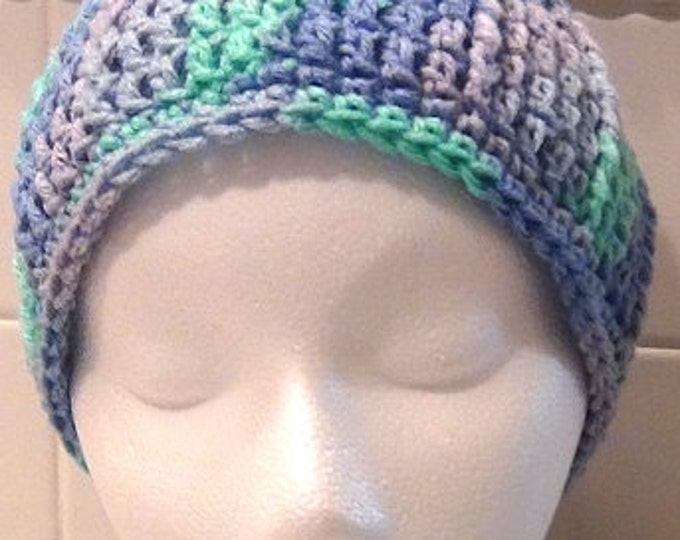 Women's Hat - Womens Slouch Crochet Hat - Blue Aqua Purple Winter Beanie