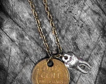 Tooth Fairy Coin Penny Necklace, Sweet Tooth, Wheat Penny, Root Canal, Lucky Penny, Dentist Cent Money Molar Cavity Teeth Bite