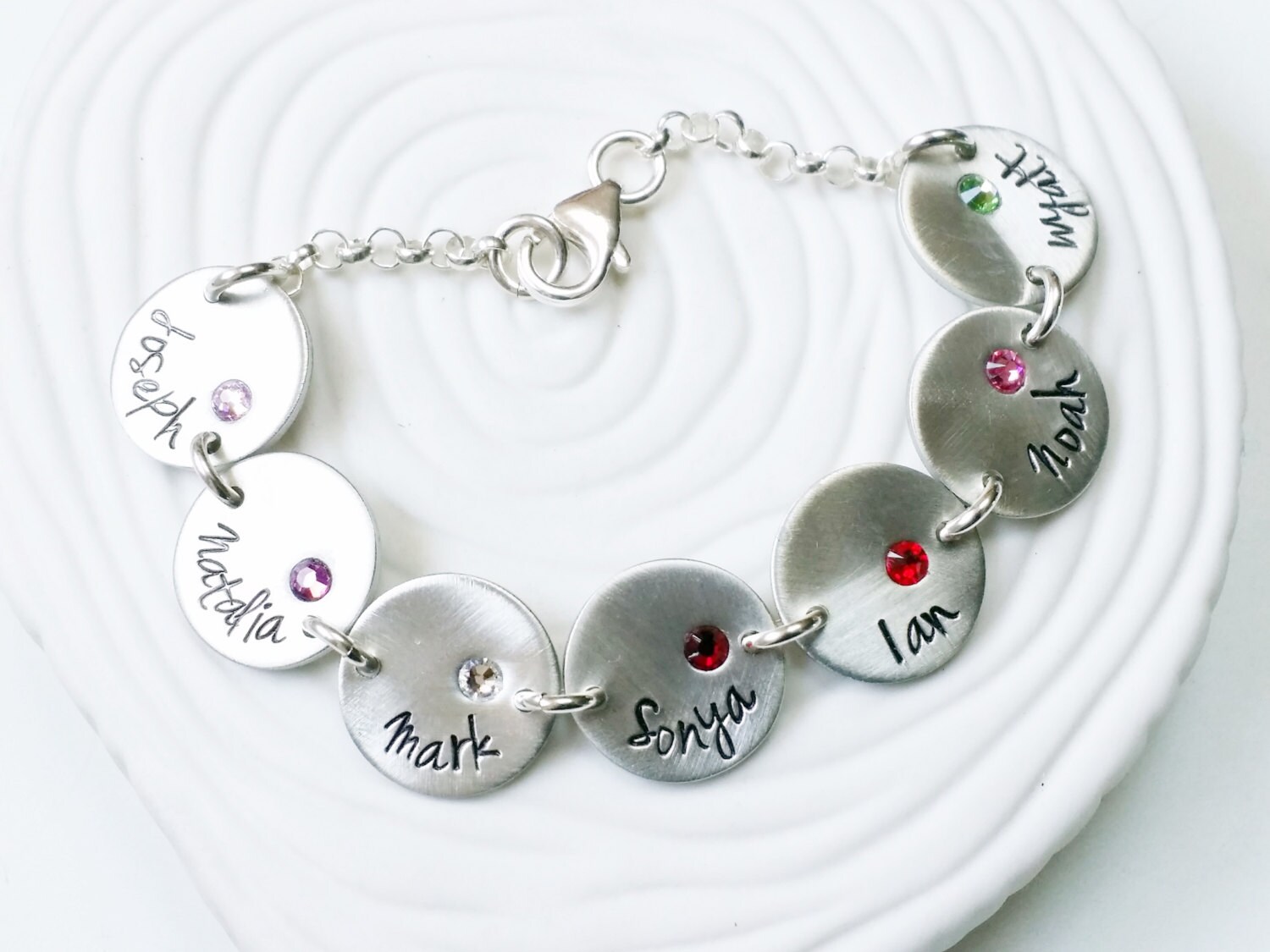 Bracelet Personalized Hand Stamped Charm Bracelet Name and