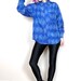 50% OFF SALE 80s Blue Silk Blouse Neon Abstract Print Long Sleeve Button Down Shirt (S/M)