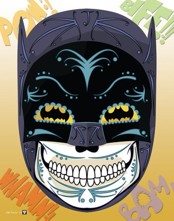 1960's Batman Sugar Skull Print 11x14 print Bam Pow