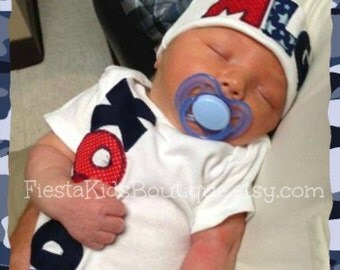 Newborn boy photo outfit, baby boy bodysuit, baby clothing, newborn hats for boys, monogram baby onesie, baby hats boys