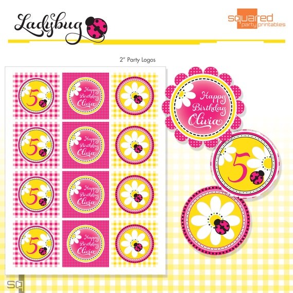 Ladybug Cupcake Toppers Pink Ladybugs Printable 2