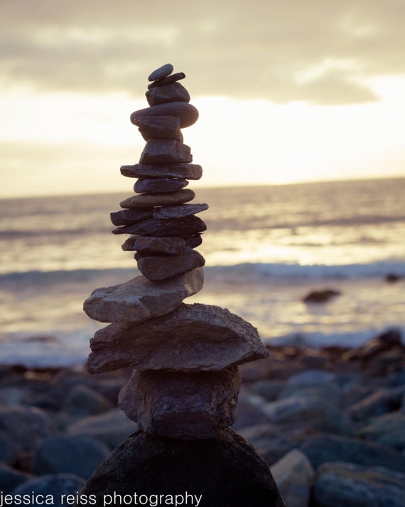 Rock Pile Zen Spa Art Print Ocean Rocks Waves Photography