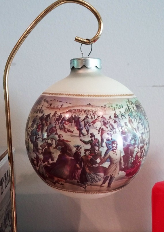 vintage currier and ives glass ornament central park winter vintage currier and ives glass ornament central park winter