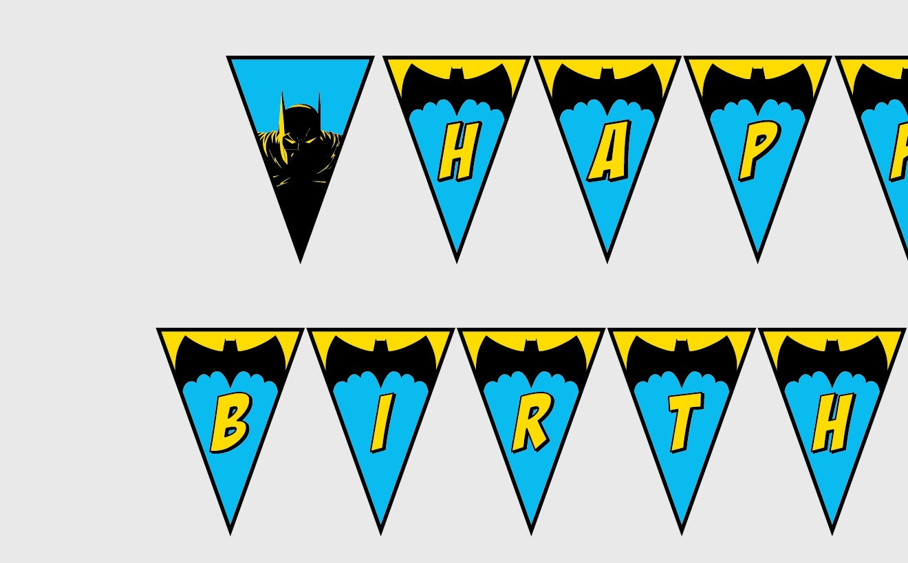 PRINTABLE Batman Happy Birthday Banner Superhero Party