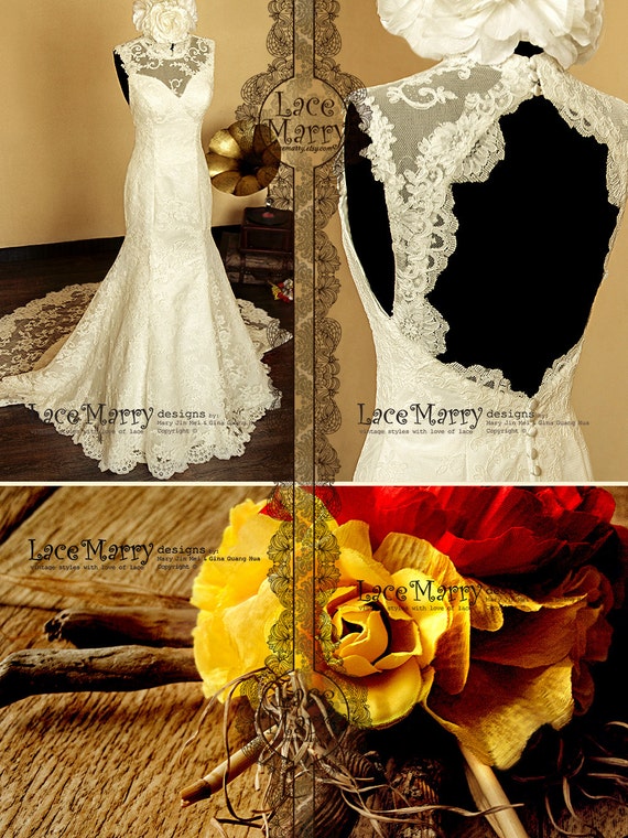 High Collar Design  Lace Wedding  Dress  features by LaceMarry