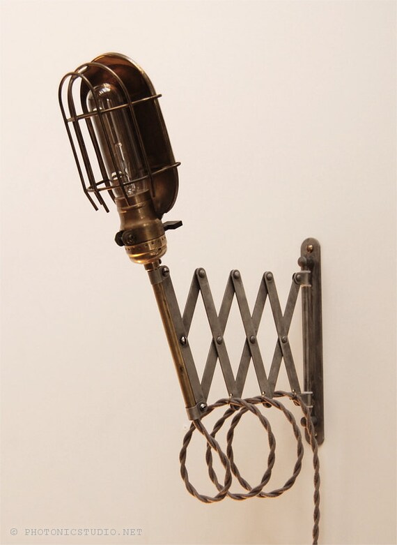 Scissor Lamp Articulating Adjustable Brass Swing by PhotonicStudio