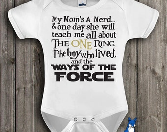 Funny Baby Clothes-Baby Bodysuit-Geekery baby clothes-My Moms A Nerd-The One Ring-The Boy Who Lived-Ways of the Force- Blue Fox Apparel-183