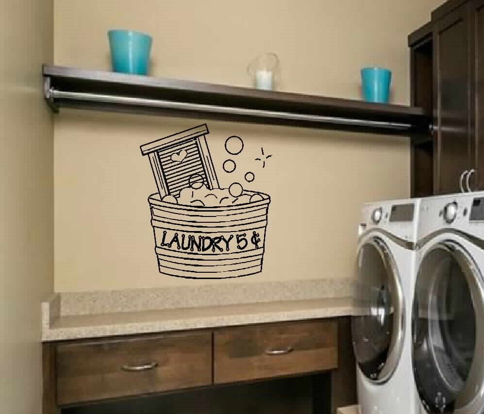 laundry wall decal wall art cute laundry 5 cents bucket