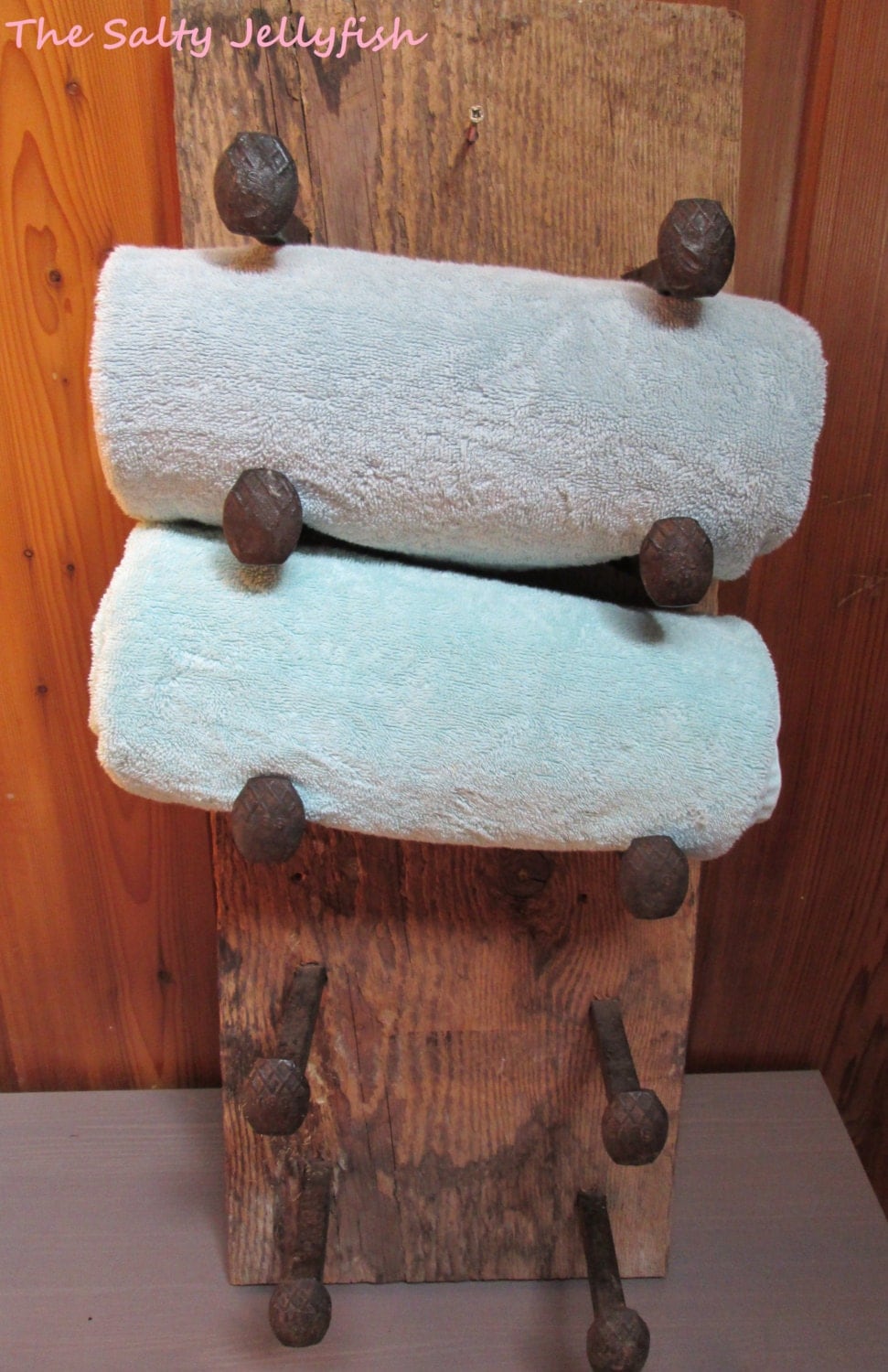 rustic wood towel rack