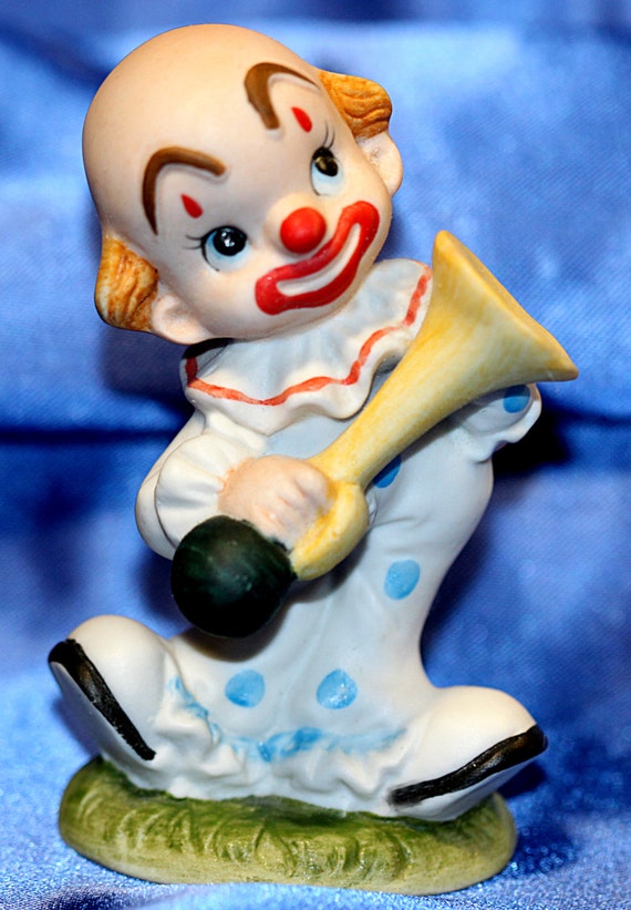 Hobo Clown Figurine with Musical Horn