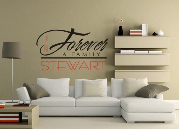 Forever a Family Vinyl Decal Wall Art Family Name Decal Wall Mural Graphics for Home, Kids, Children, Dorms, Baby Nursery