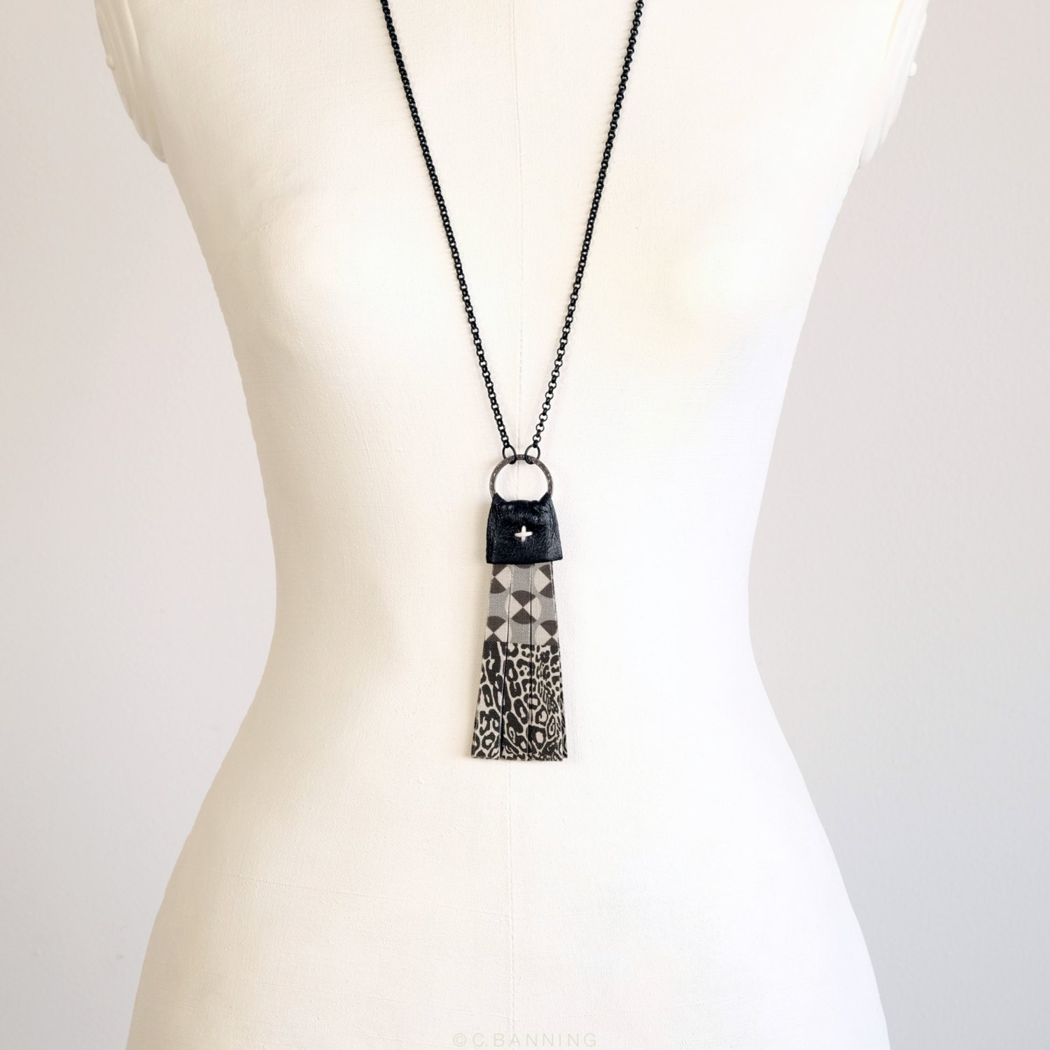 Tassel Necklace Black And Grey Tassel Long By Cbanningaccessories