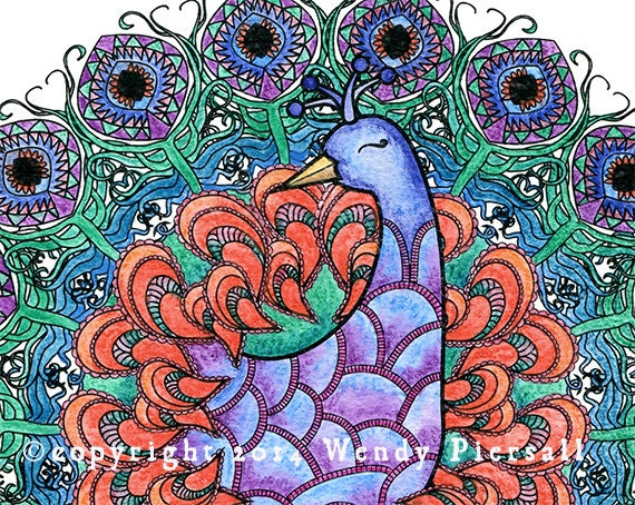 Items similar to Peacock Mandala Beautiful Watercolor ...