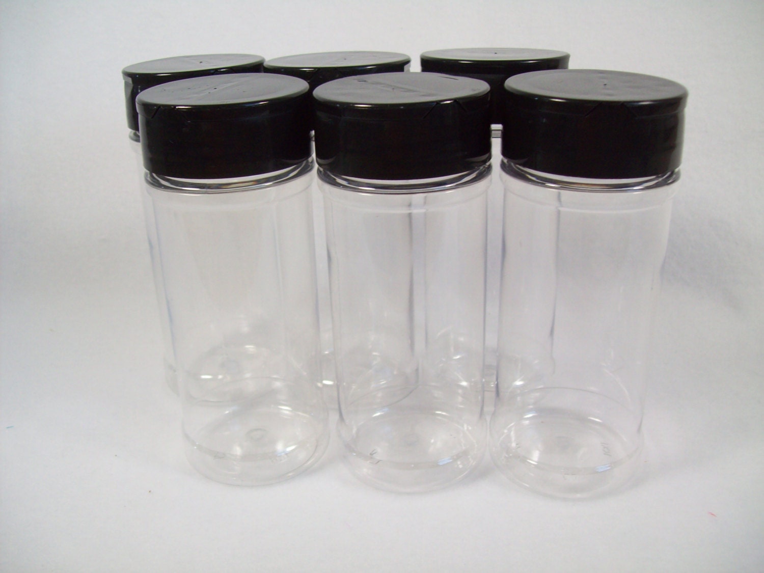 Plastic Spice Jars Lot of Six 4 oz. Clear Plastic Jars with