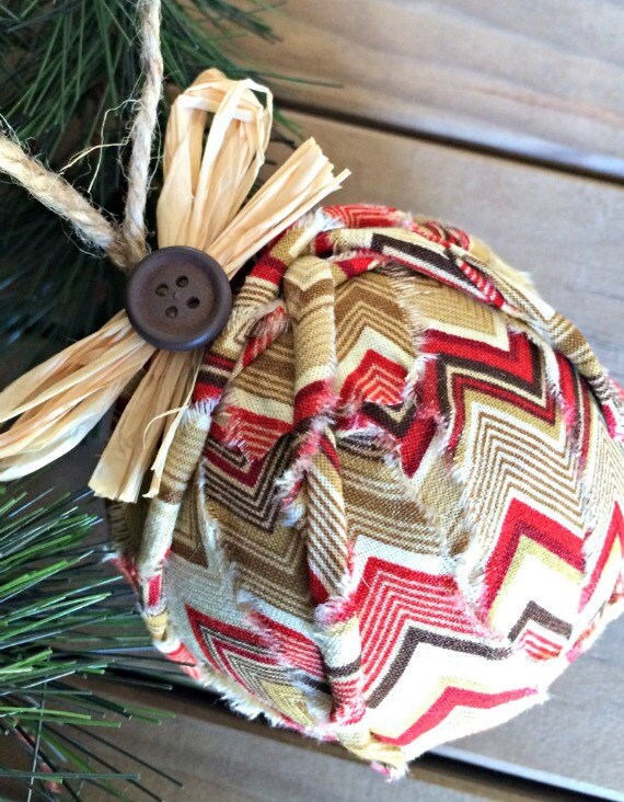 Items similar to Homemade Rag Ball Ornaments Chevron Fabric on Etsy