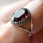 Burgundy Gothic Adjustable Ring Swarovski Crystal Dark Antique Silver Victorian Gothic Jewelry Tudor