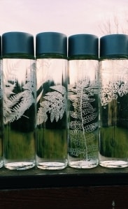 Etched Glass Water Bottle 12.8 fl oz