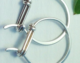 Small Sterling Hoop Earrings - Hook with a Tail Design - Sterling Silver Hoop Earrings 20ga or 18ga, Gifts for Her Under 50