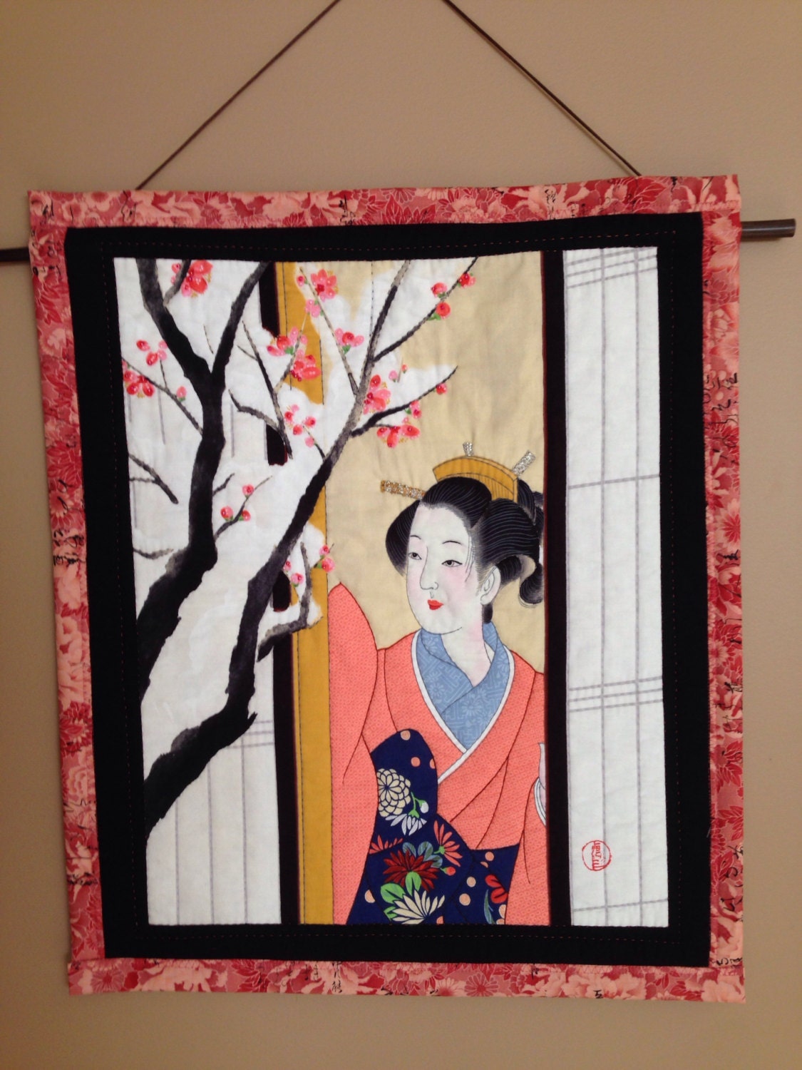 Wall hanging Japanese Geisha in Kimono Asian theme art