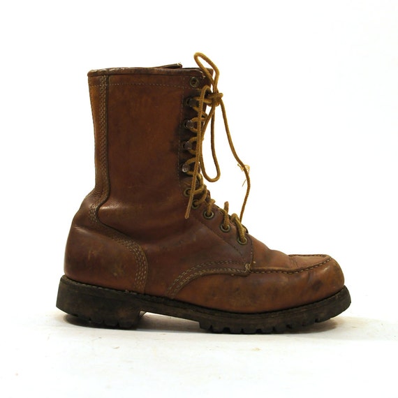 Lace Up Ankle / Roper / Packer Boots in Brown Leather