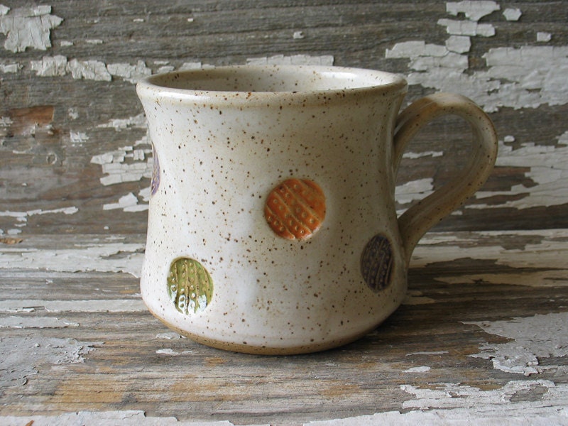 Polka Dot Pottery Mug Multi Color Shorty Stout Mug Ball