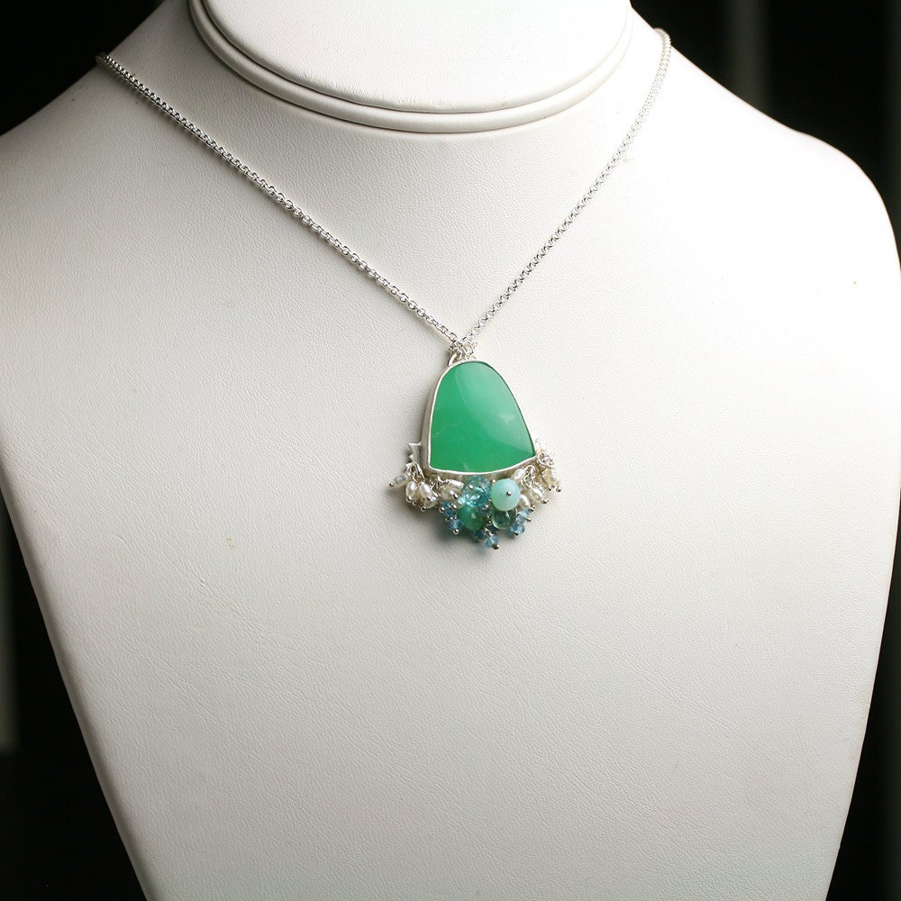 Special Offer Chrysoprase Necklace Sterling Silver with