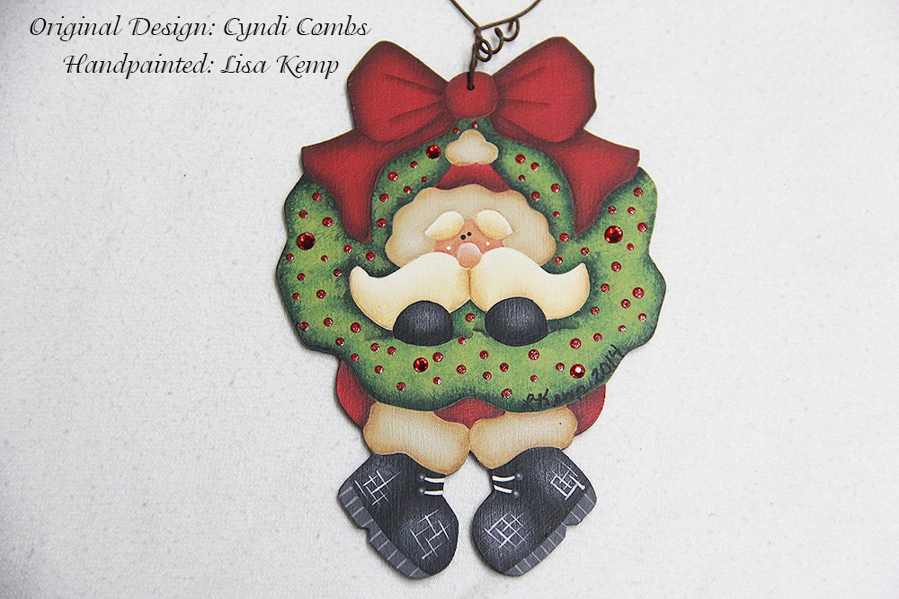 Santa Wreath with Swarovski Crystals Ornament Cyndi Combs design