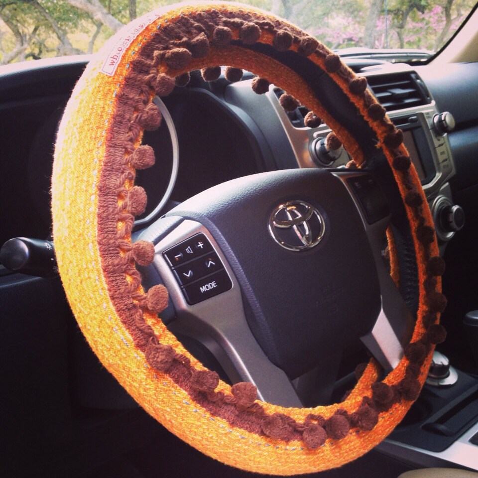 Orange Funky Hippie Chic NonSlip Steering Wheel Cover