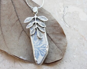 Leaves Beach Pottery Necklace Soldered Sea Treasures
