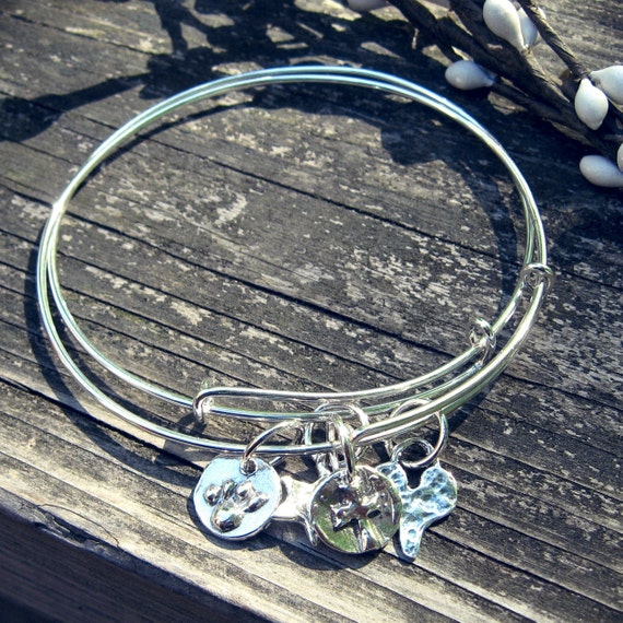 Sterling Silver Adjustable Bangle Charm Bracelet by LisasLovlies